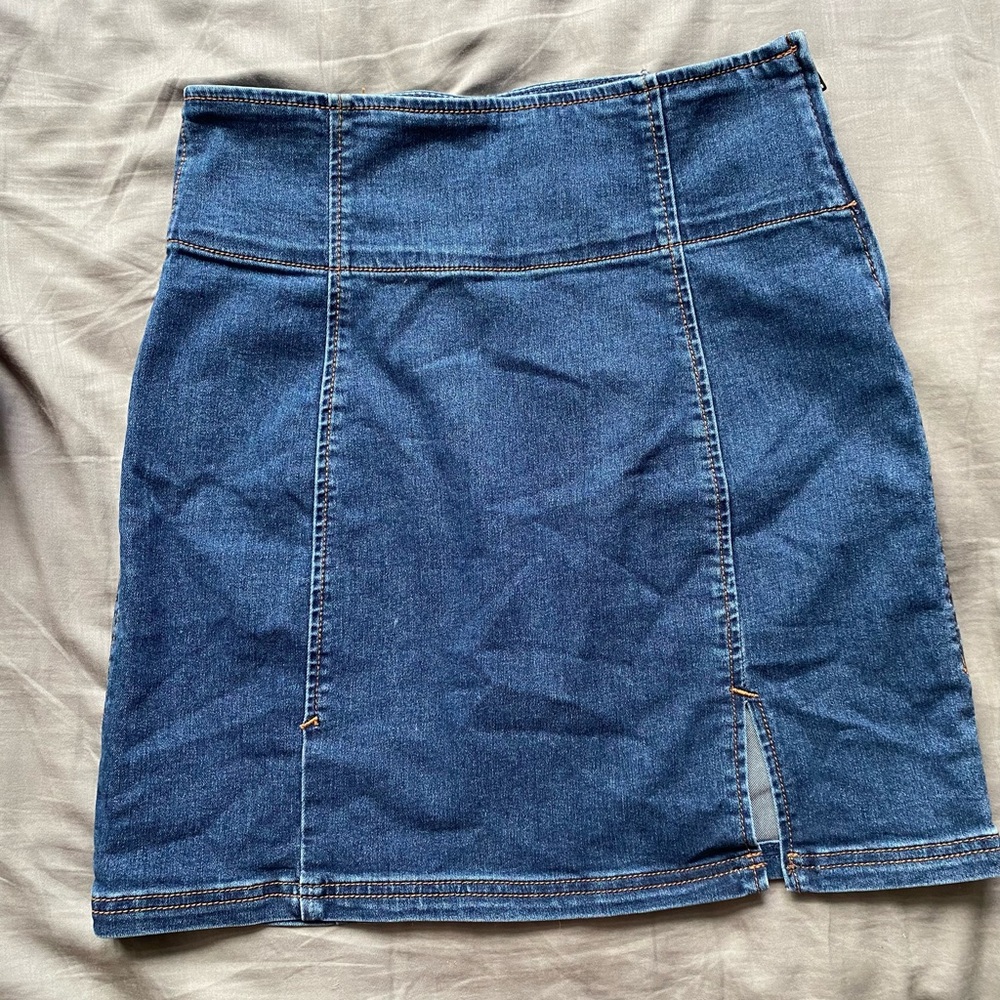 Free people denim mini skirt